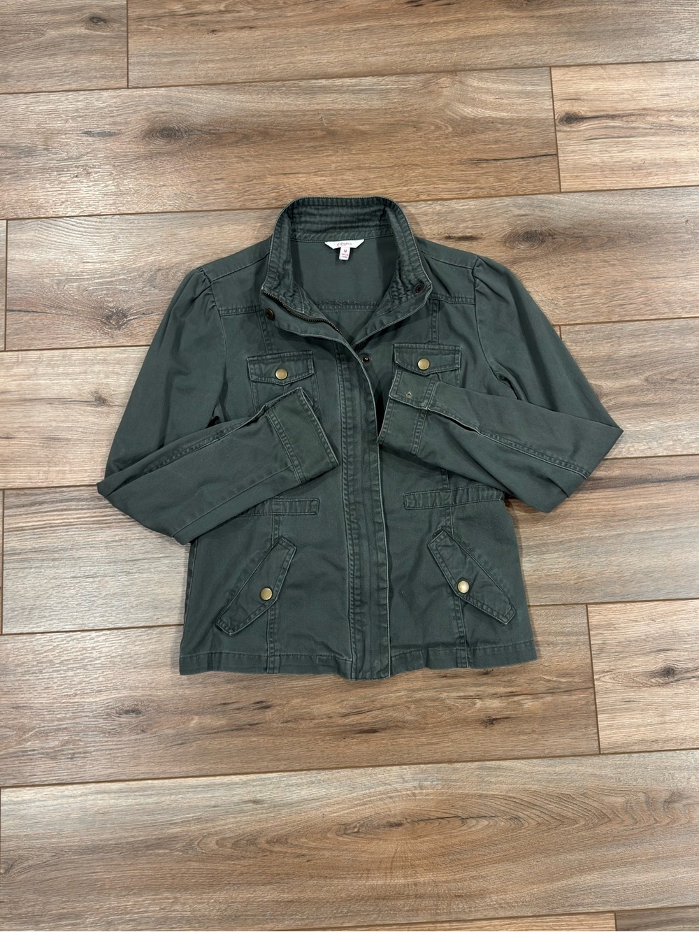 CANDIE’S Vintage 2000s Y2k Cotton Olive Green Utility Field Jacket | Size Medium